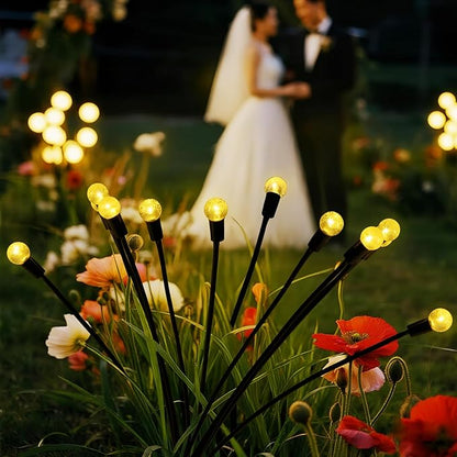 Firefly Solar Garden Lights, 10 LED Crystal Ball Sway by Wind, Outdoor Fairy Lights for Yard Patio Flower Bed Pathway Wedding Halloween Christmas Holiday Decoration (Warm, 2)