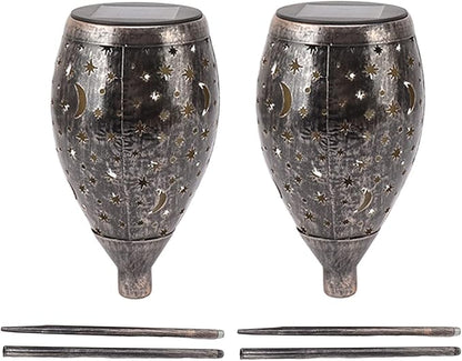 TOPINCN 2Pack Solar Decorative Landscape Star, IP44 Water Proof LED Warm Solar Powere Garden Stake Lights, Outdoor Pathway Metal Lamp for Walkway Backyard Patio Lawn