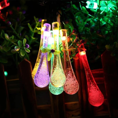 Solar String Lights 20ft 30 LED Water Drop Solar String Fairy Waterproof Lights for Halloween, Christmas, New Year, Valentine, Patio, Party, Wedding Decorations(Multicolor)