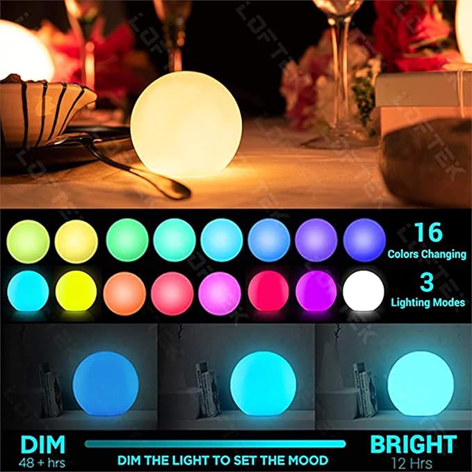 LOFTEK Floating Pool Lights - 6-inch Cordless Ball Light with Remote - 3 Modes & 16 RGB Color - Outdoor Path Light | Lumora