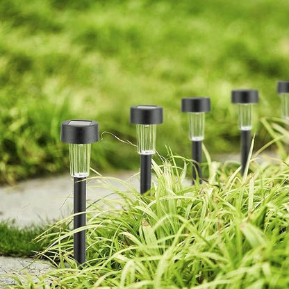 10pcs Waterproof Solar Powered LED Path Lights Outdoor Garden Landscape Lawn Lamps White Light Ground Stake for Driveway and Yard