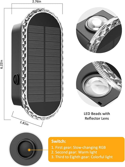 Solar Fence Lights Outdoor, Warm White & RGB 8 Modes Solar Wall Lights Outdoor Waterproof, Up&Down Dual-Head Outdoor Solar Lights for Yard House Fence Backyard Deck Garden Patio Porch, 6 PK