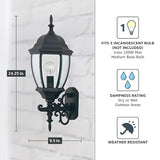 Designers Fountain Tiverton Outdoor Light Fixture, 24.25 Inch Exterior Wall Lantern Sconce for Front Door, Patio | Lumora