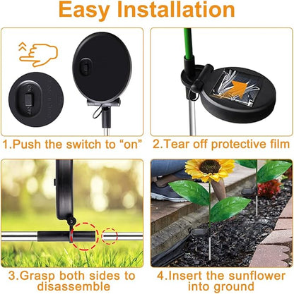AHNNER Sunflower Solar Lights Outdoor Garden Decorative, 26'' Fall Solar Garden Lights, Solar Flower Lights IP65 Waterproof for Yard Patio Porch Backyard (2 Pack)