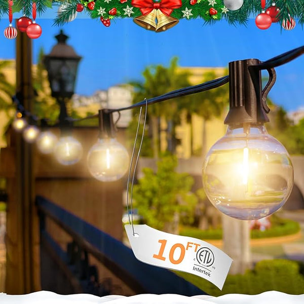 10FT LED Outdoor String Lights - Waterproof Patio Lights Shatterproof G40 Edison Globe Bulb, Connectable Hanging | Lumora