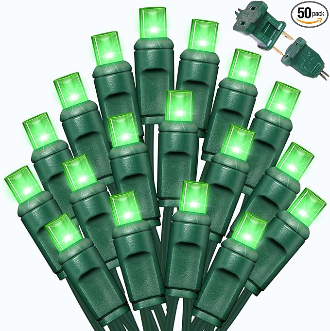 LAMPHOME St. Patrick's Day Lights Outdoor Waterproof, 25FT 50LED Green String Lights Plug in, Christmas Lights for St. Patrick's Day Party Carnival Supplies, Outdoor Yard Garden Decor