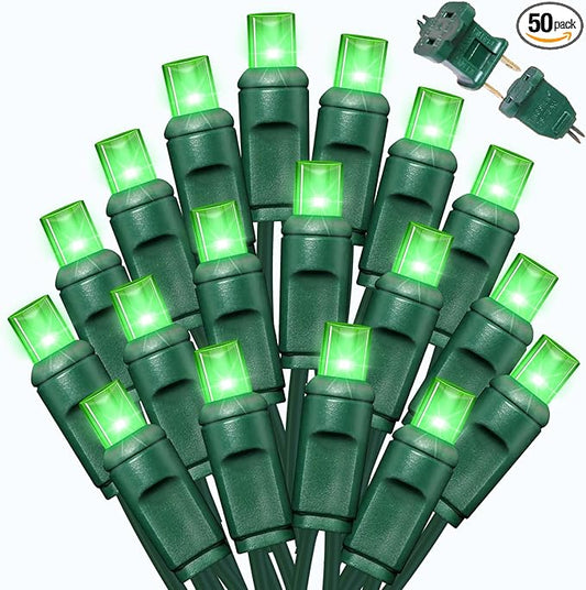 LAMPHOME St. Patrick's Day Lights Outdoor Waterproof, 25FT 50LED Green String Lights Plug in, Christmas Lights for St. Patrick's Day Party Carnival Supplies, Outdoor Yard Garden Decor