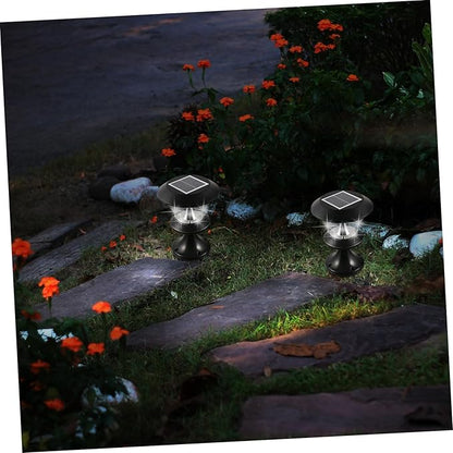 balacoo Solar Garden Light Round LED Lawn Lamp Outdoor Energy Saving Pathway Lighting for Patio Fence Deck