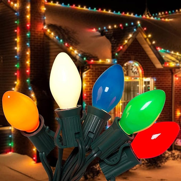 C7 Christmas Lights Outdoor 25Ft LED Christmas String Lights with 27 Multicolor LED Bulbs(2 Spare), Vintage | Lumora