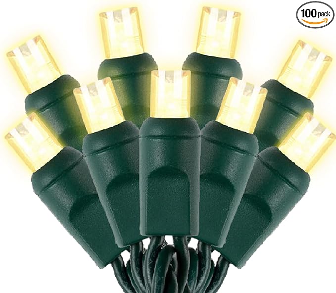 Warm White LED Christmas Lights Outdoor– 50ft 100 Counts Commercial Grade Outdoor Waterproof Green Wire Tree | Lumora
