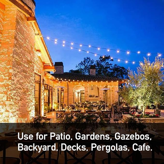 Banord 102FT Outdoor String Lights, Waterproof Patio Lights with 35 Shatterproof LED Bulb Hanging Light String | Lumora