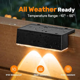 NIORSUN 12 Pack Solar Fence Lights, LED Outdoor Lights, Warm White + RGB, IP45 Waterproof, Black | Lumora