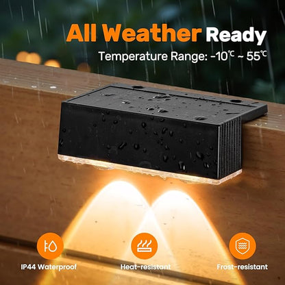 NIORSUN 12 Pack Solar Fence Lights, LED Outdoor Lights, Warm White + RGB, IP45 Waterproof, Black