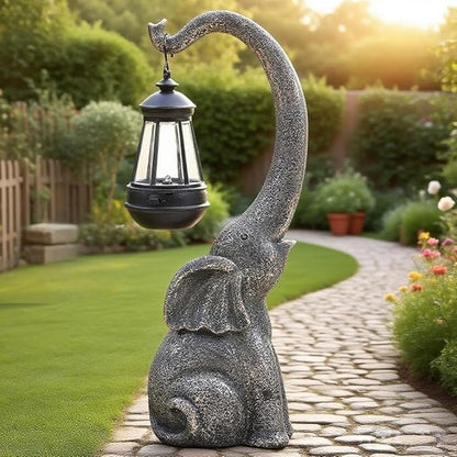 Elephant Garden Statue with Solar Lights, Outdoor Elephant Statues, Porch Decor for Outside Patio Lawn Porch Balcony, Elephant Figurine Decor, Birthday Gifts for Women Mom Grandma Animal Lovers