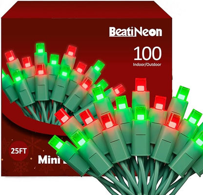 LED Valentines Day Lights (Red & Green - Steady, 25FT), Mini LED Christmas String Lights, Waterproof Fairy Lights for Outdoor Indoor Holiday Party Patios Wedding Halloween Xmas Decor