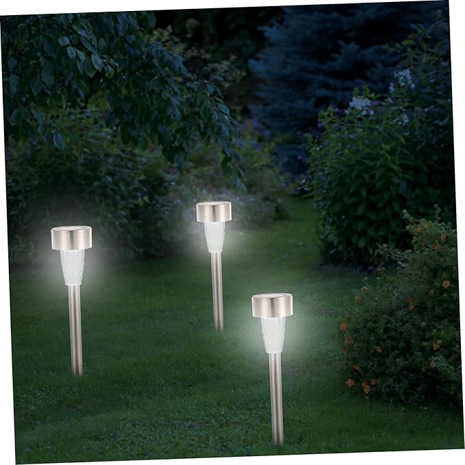 12pcs Solar Outdoor Pathway Lights Stainless Steel Solar Garden Lights with Bright White LED for Patio Walkway Lawn | Lumora
