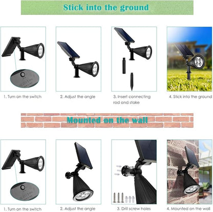 URPOWER Solar Spot Lights - 2-in-1 Waterproof Landscape Spotlights, Dusk-to-Dawn Solar Powered Outdoor Lights for Garden, Yard, Pathway (2 Pack)