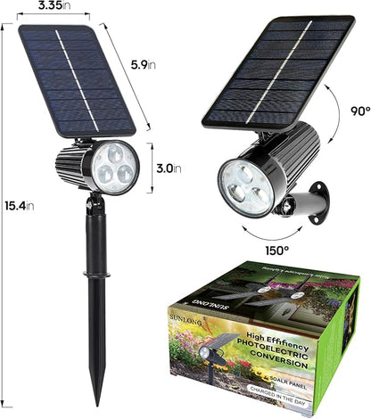 SUNLONG Solar SpotLights Outdoor Waterproof ip65, Warm Solar Spot Lights Outdoor for Walkway Yard Pathway Garden Landscape, 2-in-1 Spot Spotlights Solar Powered for Flag