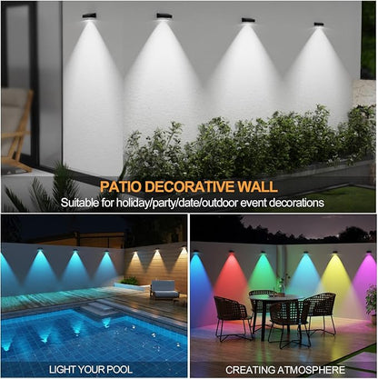 Solar Fence Lights,Fence Lights Solar Powered Waterproof IP65 Multicolor Led 12 Fixed Colors ＆RGB Color Changing for Pool, Deck, Patio, Porch, Stairs, Holiday-4pack