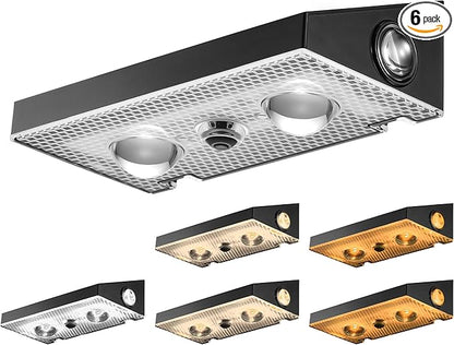 Solar Fence Lights Outdoor 6 Pack CCT Warm White Cool White 3-Way Solar Deck Lights IP65 Waterproof Fence Light for Outside Stairs Backyard