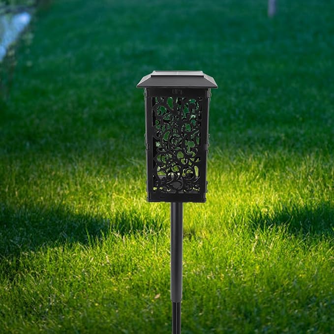 Hyuduo Solar Pathway Lights Outdoor ABS Material Auto On Off IP65 Safety with Overcharge Light Recognition Garden Stake Lights Landscape Pathway Lights for Deck Yard