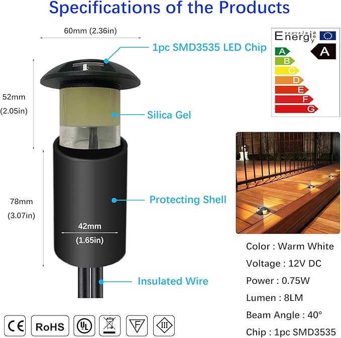 LED Outdoor In Ground Lights with Protecting Shell, Warm White Φ2.36in Low Voltage 12V DC IP67 Waterproof, Electric | Lumora