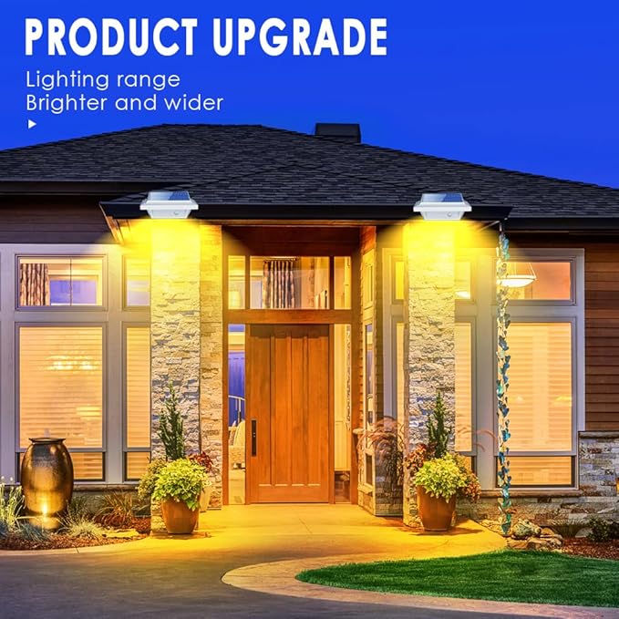 Gutter,40 LED Solar Patio DecorLs,DecklisOutdoor Waterproof Fence Lights for Wall Backyard Porch, Patio, Pool,Step Stairs,Yard, Garden, Pathway (2Pack White, Warm White Light)