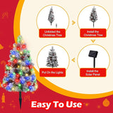 Brightever 3FT Solar Outdoor Christmas Tree, 68LED Snow Flocked Solar Cemetery Christmas Decorations with 8 | Lumora