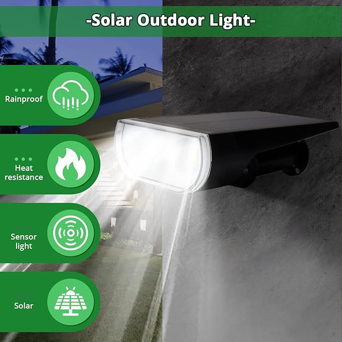 Solar Lights Outdoor Waterproof, 16 LEDs Solar Garden Pathway Lights, 3 Lighting Modes Solar Powered Landscape Lights Wall Lights