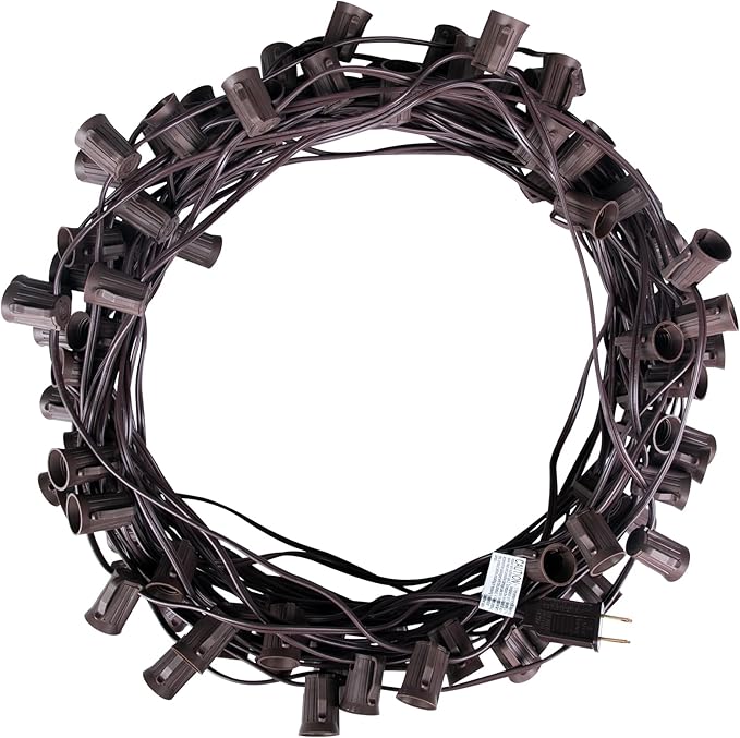 C9 Light Strand, 100 FT Outdoor String Lights Christmas Stringer with 100 Sockets for Christmas Decor Patio, E17 | Lumora