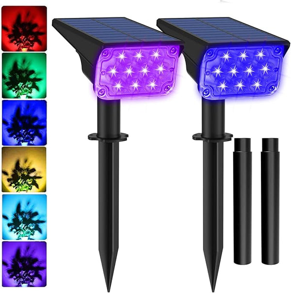 T-SUNUS RGB Solar Landscape Spotlights Christmas Outdoor IP65 Waterproof Color Spot Lights Auto Dusk to Dawn | Lumora