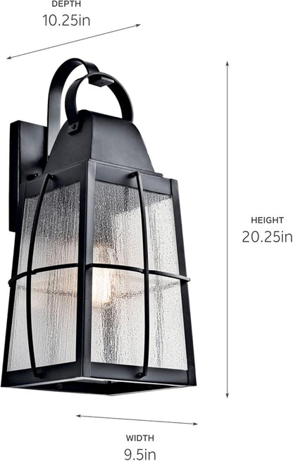Kichler 49554BKT Tolerand Outdoor Wall 1-Light, Textured Black 10-Inch, 20"