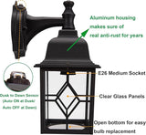 LIT-PaTH Dusk to Dawn Outdoor Wall Lantern, Matte Black Large Exterior Wall Light Fixture, E26 Base, Anti-Rust | Lumora