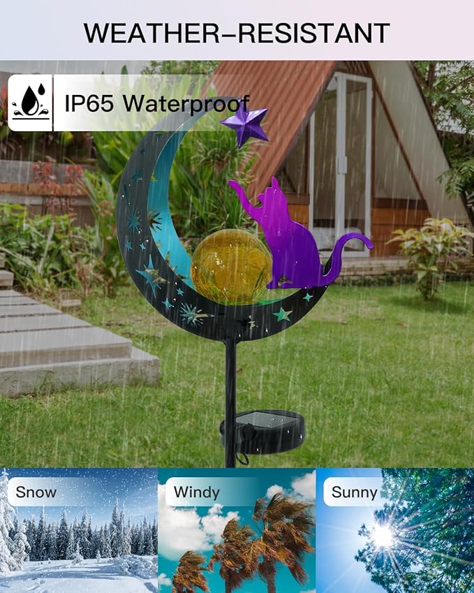 Putuo Decor Solar Garden Lights for Outside - Solar Cat Garden Decor with Waterproof, Decorative Cat Lights Outdoor for Yard
