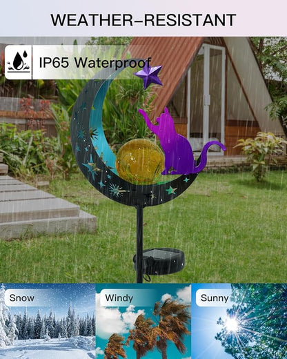 Putuo Decor Solar Garden Lights for Outside - Solar Cat Garden Decor with Waterproof, Decorative Cat Lights Outdoor for Yard