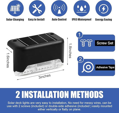 24Pack Outdoor Solar Deck Lights, Solar Step Lights Waterproof Solar Lights, Outdoor Stairs Solar Lights, Outdoor Lights for Deck, Step, Railing, Wall, Patio, Stair and Driveway Path