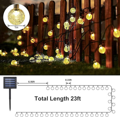 Lezonic Solar String Lights Outdoor Waterproof,50LED Solar Crystal Globe Lights,8 Mode 7M/24Ft Outdoor Solar Powered String Lights for Garden,Patio Yard,Christmas,Parties,Wedding(Warm White)