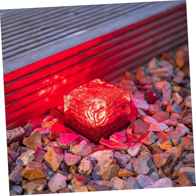 2pcs Solar Decorative Landscape Lights Colors Gradient Led Solar Bricks for Garden Pathway and Patio Easy to Install Outdoor Lighting