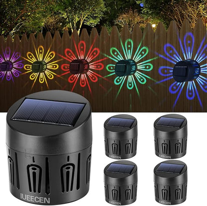 Solar Fence Lights Outdoor Decorative, Solar Deck Lights,Outside Garden Waterproof Steps Shadow Decoration Light,for Wall Patio Stair Yard Pathway Courtyard 7Colors Change 4Pack