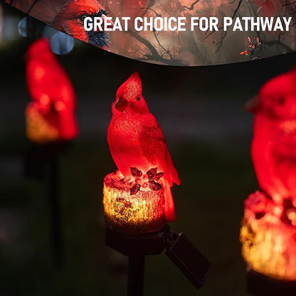 Dazzle Bright 2 Pack 22.5 in Cardinal Bird Solar Lights, Red Bird Solar Powered Lights Cardinal Garden Stake Light for Christmas Pathway Garden Lawn Yard Gifts Decoration