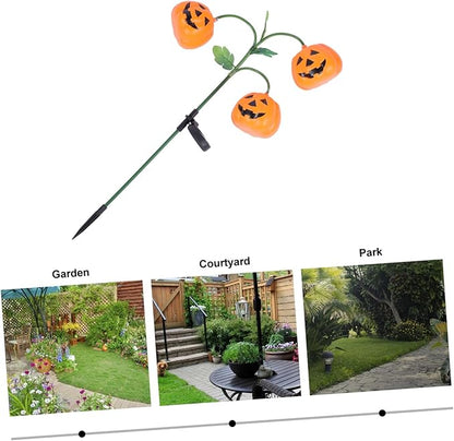 DOITOOL Ground Pumpkin LED Light Outdoor Halloween Lawn Lamp Plastic Garden Solar Lamp for Pathway Courtyard Decoration