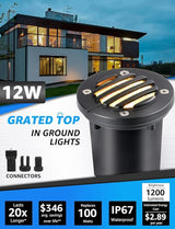 SUNVIE 12W Low Voltage Landscape Lighting with Connectors 1200LM Ultra Bright Well Lights Landscape LED In Ground | Lumora