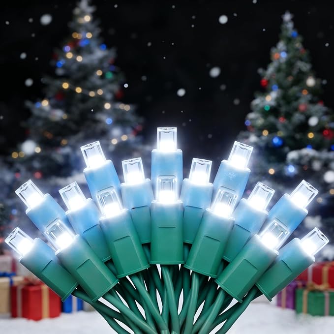 Christmas String Lights (White -Breathing, 25FT), Mini LED String Lights, Waterproof Fairy Lights for Outdoor Indoor Holiday Party Patios Wedding Valentines Day Halloween Xmas Decor