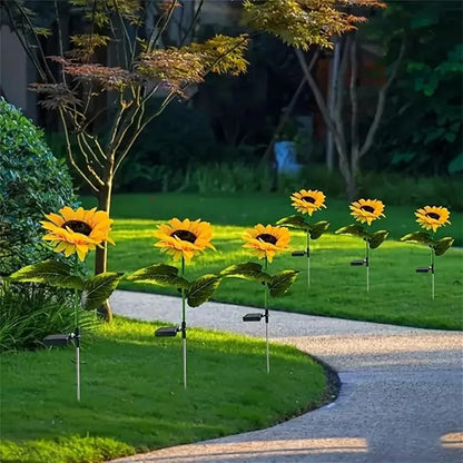 Solar Garden Stake Lights, 4pcs Sunflower Design, Outdoor Decorative Lights, Warm White