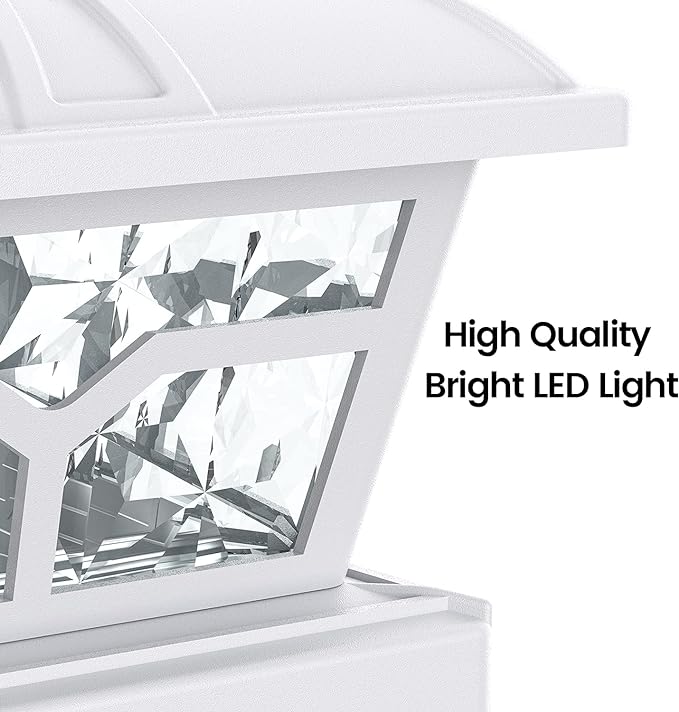 SIEDiNLAR Solar Post Cap Lights Outdoor 2 Color Modes 8 LEDs for 4x4 5x5 6x6 Posts Fence Deck Patio Decoration Warm | Lumora