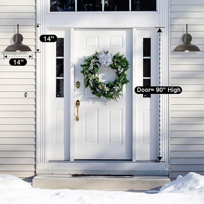 14in Dome Outdoor Gooseneck Lights for Barn, Dark Bronze Exterior Farmhouse Light Fixture with Wall Mount, Outside | Lumora