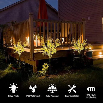 Solar Lights Outdoor Garden Decorative, 2 Pack Solar Powered Phalaenopsis Rape Flowers Lights Design, Upgraded Garden Solar Lights Waterproof IP65, Solar Garden Decor