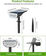 Solar Spot Lights Outdoor, Solar Lights Outdoor Waterproof IP65, 3 Brightness Modes Dusk to Dawn Landscape | Lumora
