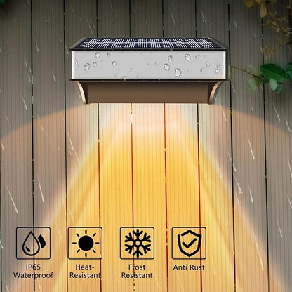 Solar Fence Lights Outdoor,Step Lights Solar Powered with 9 Lighting Options, IP65 Waterproof, Deck Light Solar Powered for Outside/Backyard/Patio/Wall/Railing/Pool/Stair (2 Packs)