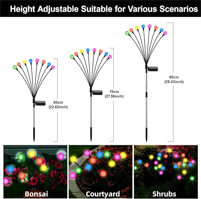 Swaying Solar Lights for Outside, 8 Mode RGB Color Changing Firefly Outdoor Waterproof, Swaying Solar Garden Lights | Lumora